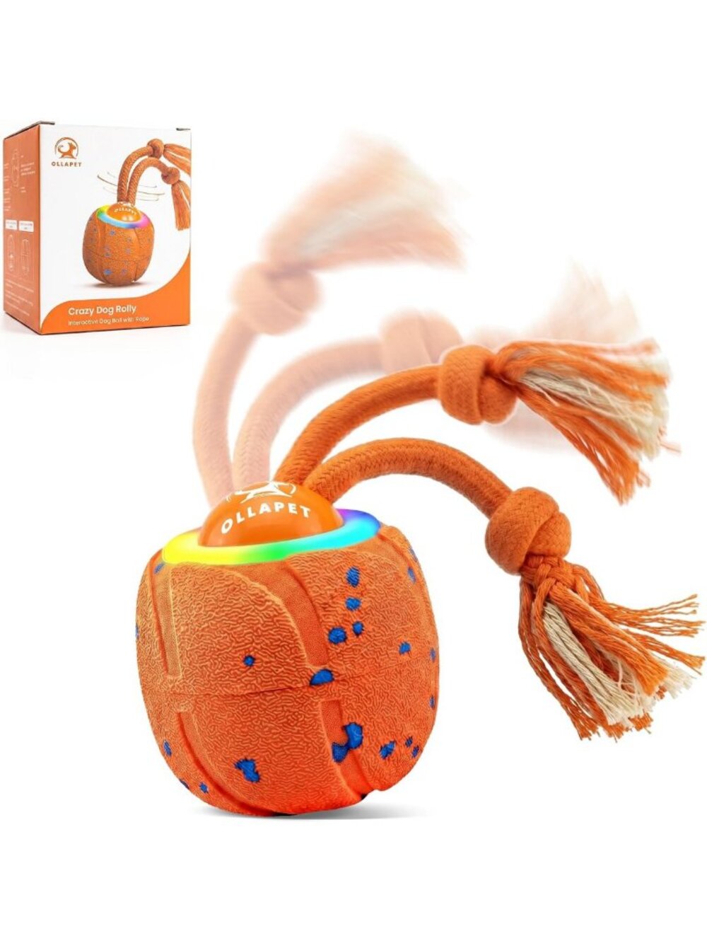 Interactive Dog Toy - Automatic Rolling Ball with Rope & Barking Sound